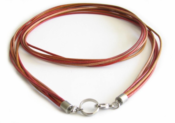 Leather necklace with stainless steel clasp - wrap-around necklace - can be ordered in different colours