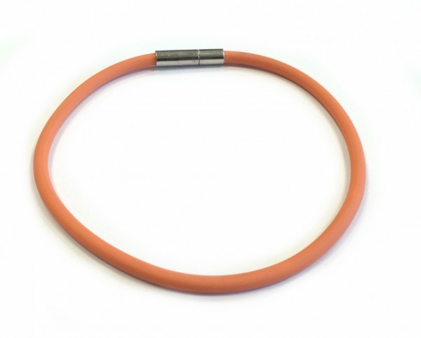 Rubber Bracelet 3 mm orange – with click closure – different lengths