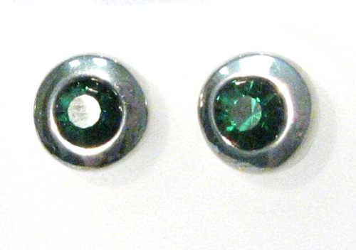Earrings round with crystal green