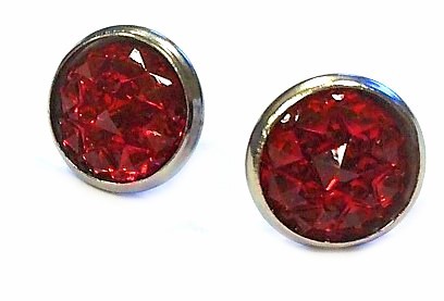 Earrings starlight 10 mm – Stainless steel – 1 pair – Color: Starlight ruby