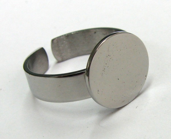 Ring mit Platte 12mm - Edelstahl - größenverstellbar