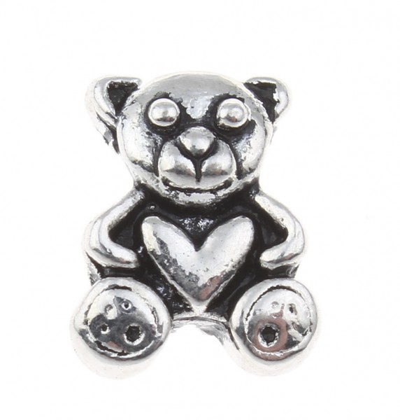 Bear bead 12x9x8 mm – antique silver – Large hole – 1 pcs.