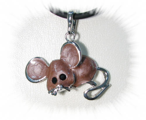 Mouse Brown Mouse Pendant with Crystal Stones