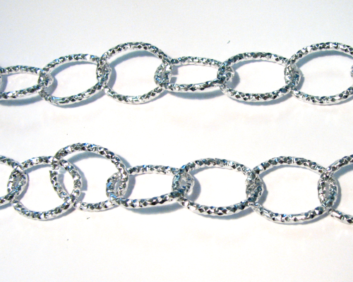 Chain oval – aluminium/diamond sanding – 19 mm wide – silver – 1 meter