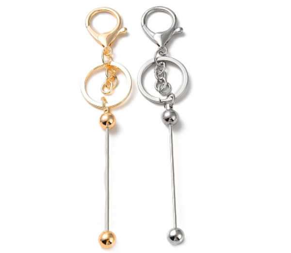 Beadable key chains - gold or silver colored