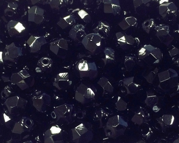 Glasschliffperlen 4mm - schwarz - 100 Stück - in bester Qualität !