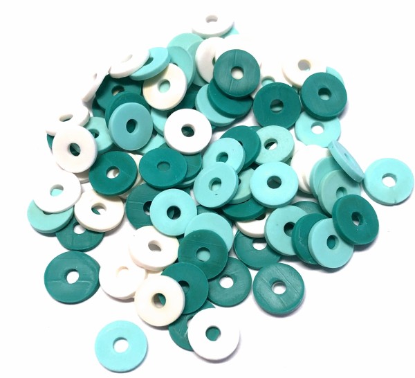 Katsuki beads - Heishi beads 10mm - turquoise mix - 10cm