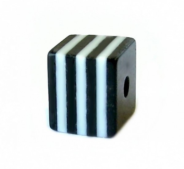 Würfel 8x7mm - Stripes - schwarz-weiss