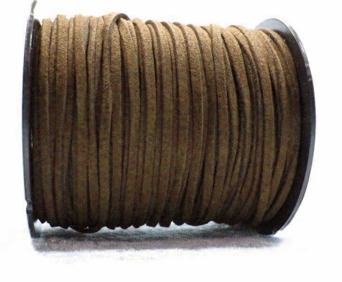 Wool ribbon flat in suede look – light brown/camel – 1 roll – 91 meter