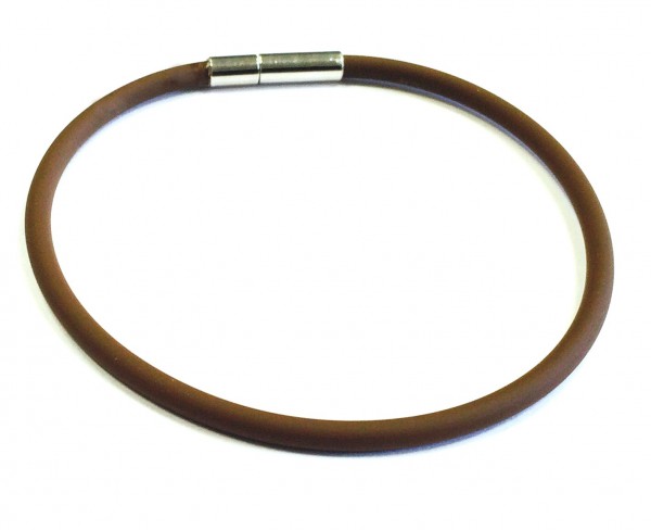 Rubber Bracelet 3 mm brown – with click closure – different lengths