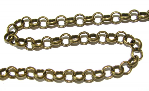 Pea chain 6x2 mm – link chain – color: Bronze – 1 meter