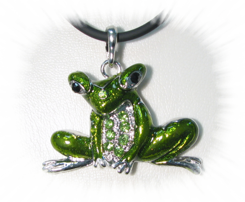 Frosch -Green King Froggy- Anhänger mit Kristall-Steinen