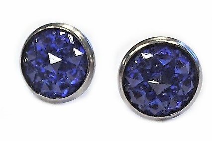 Earrings starlight 10 mm – Stainless steel – 1 pair – Color: Starlight saphir