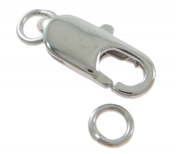 Karabiner flach - 12mm mit 2 Ösen - Farbe: platin