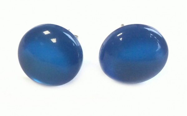 Earrings 12 mm – Stainless steel – 1 pair – glossy royal blue