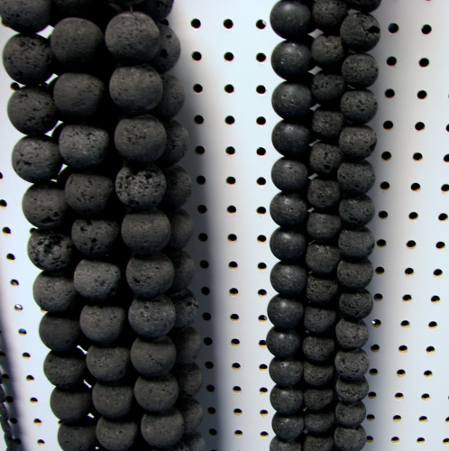 Lava round beads 6 mm – black – 1 strand approx.40 cm