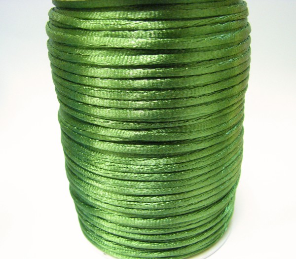 Silk ribbon 2mm – green – 91 meter spool artificial silk