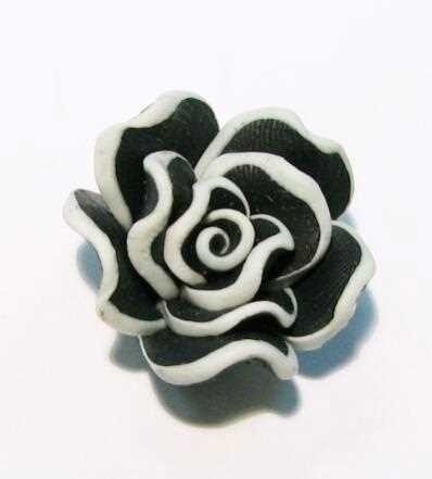 Rose 12mm - schwarz-weiß