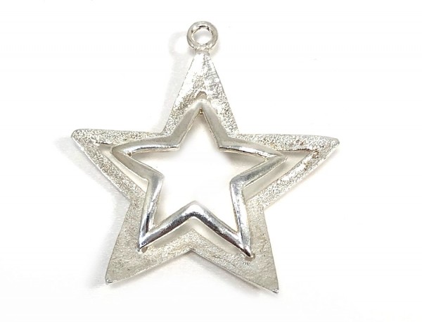 Pendant star 35 mm – glossy + matt brushed – 925 silver