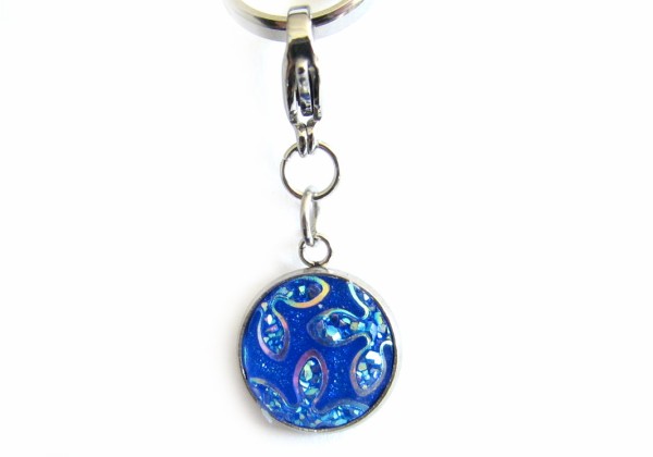 Charms - Pendant with lobster clasp - STAINLESS STEEL - Sunny blue