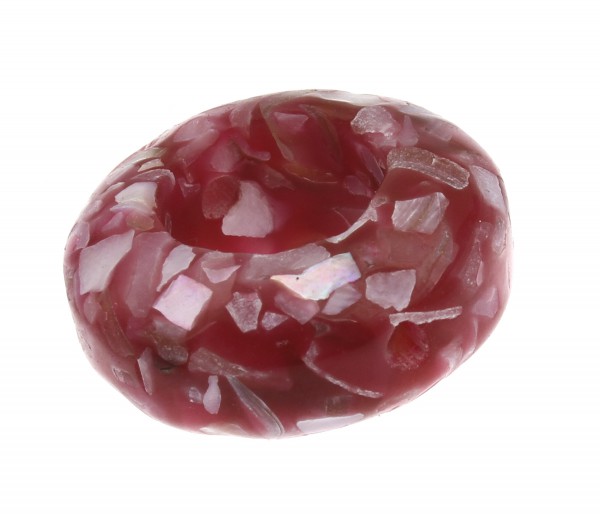 Perlmuttsplitter Donut aus Kunstharz 20x10mm - rot - 1 Stück