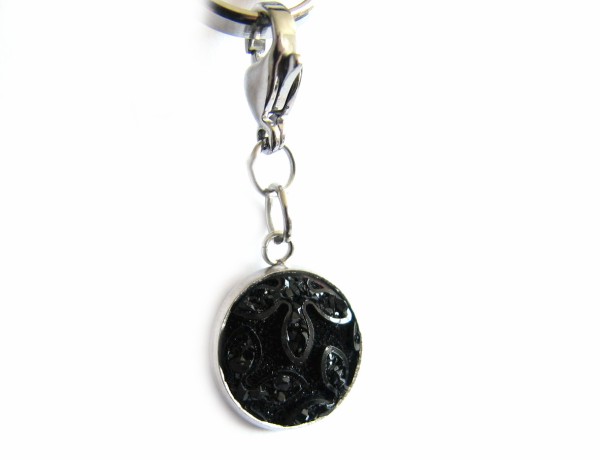 Charms - Pendant with lobster clasp - STAINLESS STEEL - Sunny black