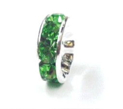 Rhinestone Radel 10 mm – silver coloured – Crystal: Peridot