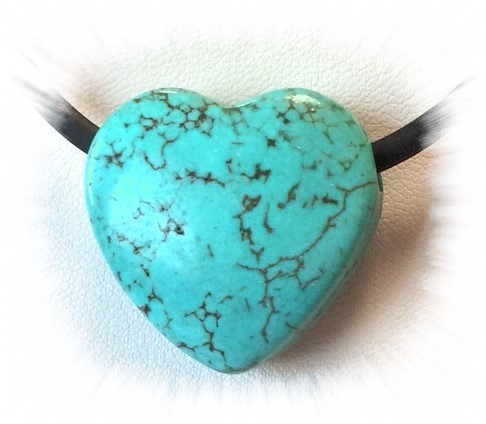 Heart 30 mm – large hole 4 mm – rec. Turquoise