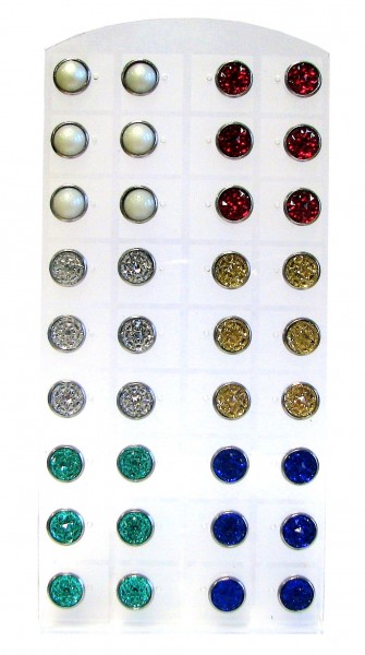 Earrings starlight 10 mm – - Stainless steel – - Display with 18 pairs