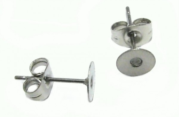 Earrings with plate 10 mm – stainless steel – 1 pair