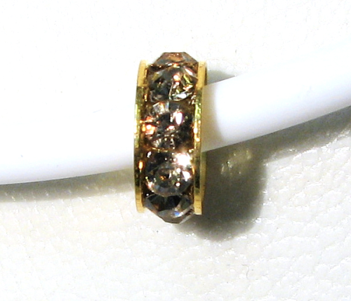 Crystal spacer 10 mm – gold – Crystal color: Topaz (brown)