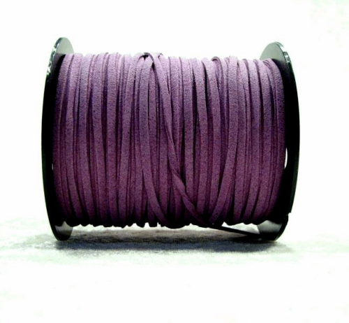 Wool ribbon flat in suede look – purple – 1 roll – 91 meter
