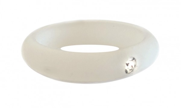Polaris finger ring with crystal – white