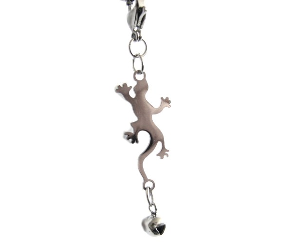 Charms - Pendant with lobster clasp - STAINLESS STEEL - Gecko