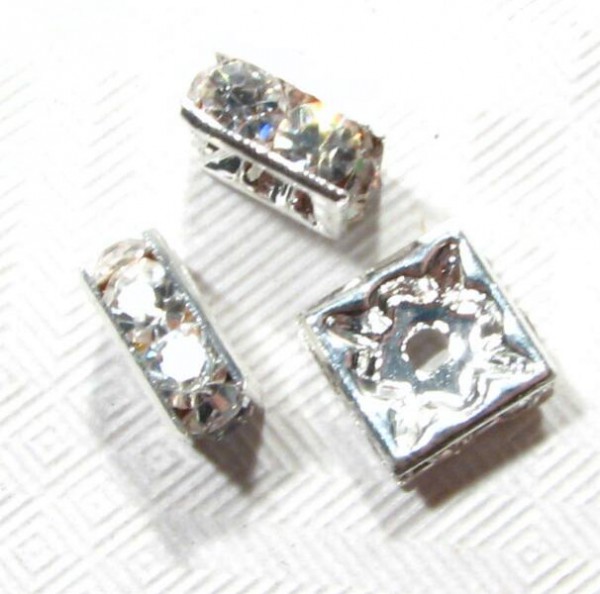 Strass Viereck 10x10mm - platin farbig - Kristall: klar