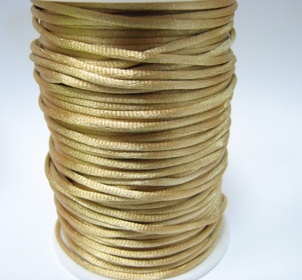 Silk ribbon 2mm – gold – 91 meter spool artificial silk