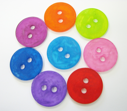 Button Set 34 mm – 8 pieces different color-transparent mamorated