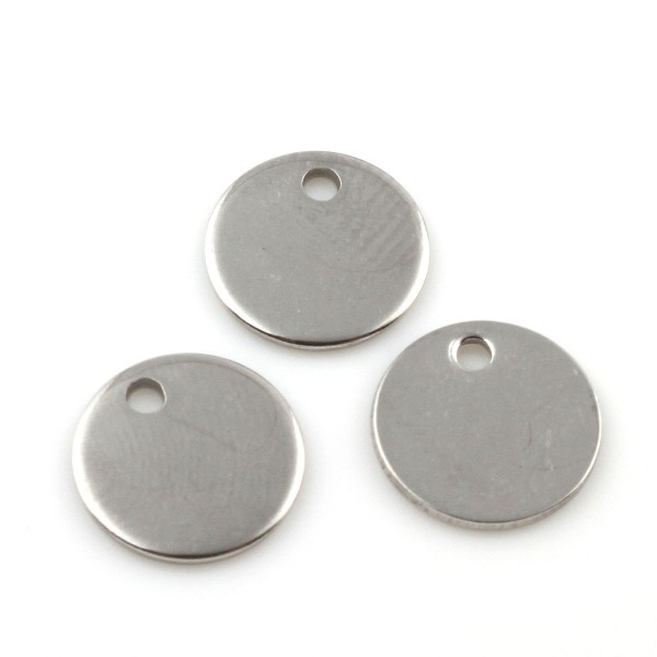 Anhänger Plättchen 10x1mm - Edelstahl - 1 Stück