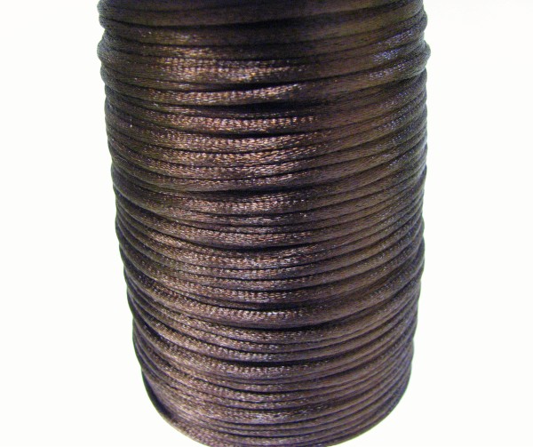 Seidenband 2mm - dunkelbraun - 91 Meter Kunstseide
