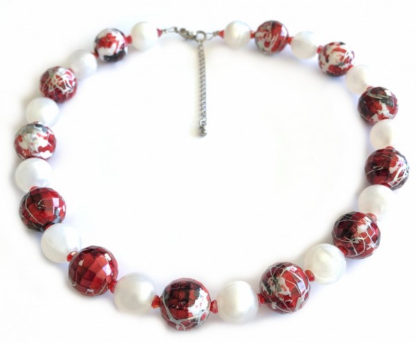 Necklace made of 20 mm beads – stainless steel Magnetic clasp – 50 cm