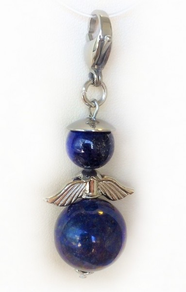 Angel with lobster claw clasp – guardian angel – lapis stainless steel