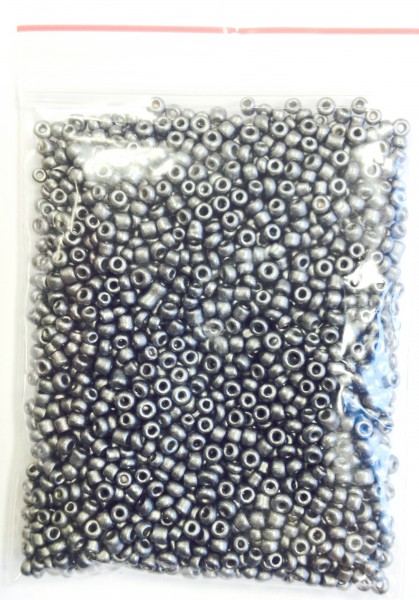 Glass beads approx. 2 mm – silver grey – 20 grams