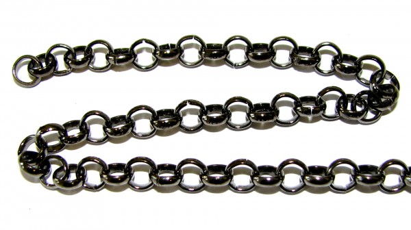 Pea chain 6x2 mm – link chain – color: Black – 1 meter