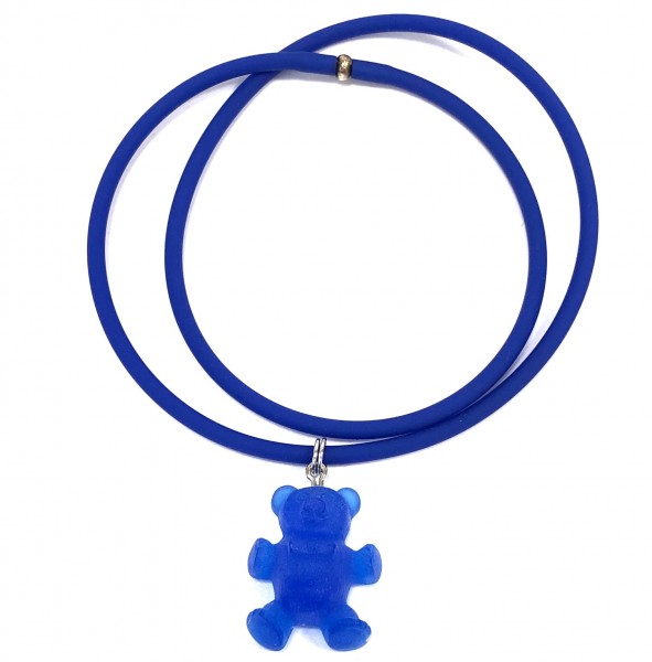 Rubber chain with bear pendant – blue