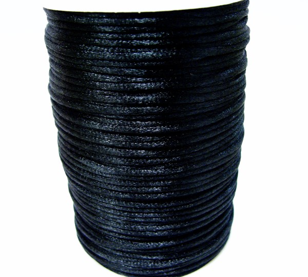 Silk ribbon 2mm – black – 91 meter spool artificial silk
