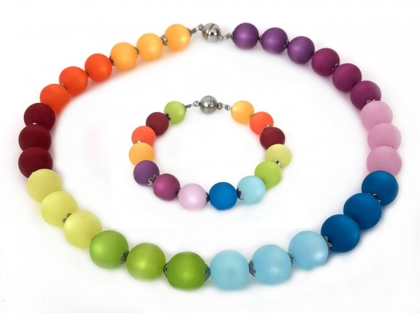 Polaris Rainbow Necklace and Bracelet – Stainless Steel – 46 cm + 21 cm