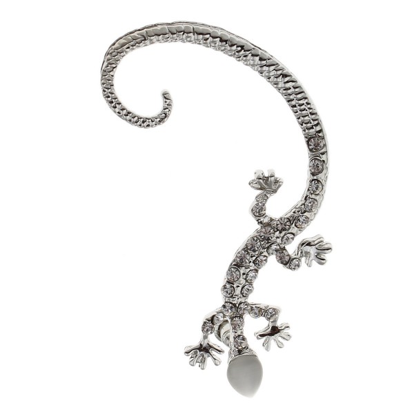 Earrings – Earring – Single Earring Gecko with Crystal – Colour: Platinum