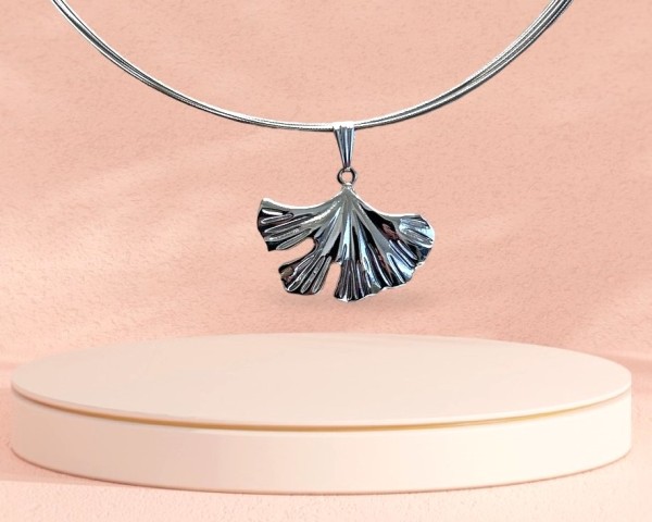 Gingko leaf pendant made of stainless steel - 30x24mm