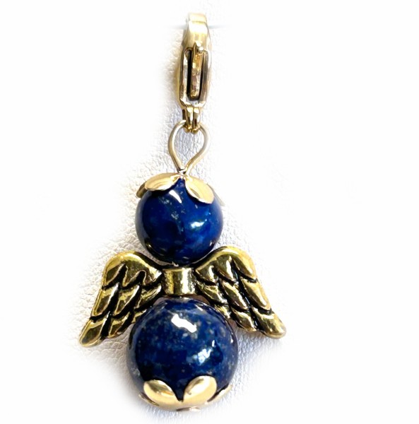 Engel mit Edelstahl-Karabiner - Schutzengel - 3,8cm - Lapis Lazuli