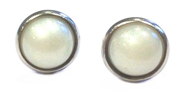 Ohrstecker Perle 10mm - Edelstahl - 1 Paar - Farbe: Perle